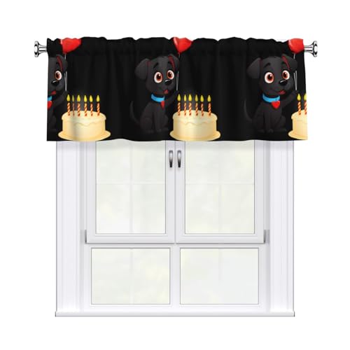 YYHWHJDE Kurze Vorhänge mit Volantstange, 137,2 x 45,7 cm, kleiner schwarzer Hund, der Kerzen ausblast, Drucke für Küche, Bad, Schlafzimmer, Studio, passend für die meisten Standard- oder dekorativen YYHWHJDE Kurze Vorhänge mit Volantstange, 137,2 x 45,7 cm, kleiner schwarzer Hund, der Kerzen ausblast, Drucke für Küche, Bad, Schlafzimmer, Studio, passend für die meisten Standard- oder dekorativen von YYHWHJDE