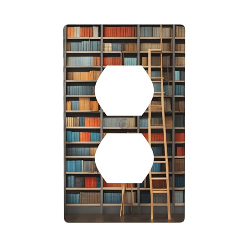 YYHWHJDE Lustige Buchregale Sammlung und Leiter Bild Doppelsteckdose Wandpaneel Elektrische Steckdose Abdeckplatte ist bruchfest und langlebig, 11,4 x 7 cm von YYHWHJDE