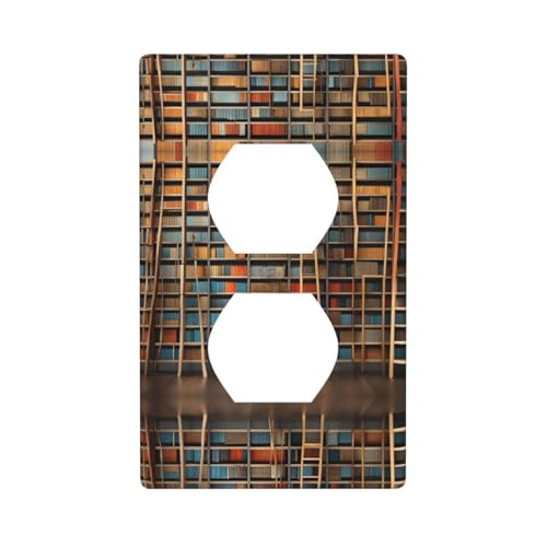 YYHWHJDE Lustige Buchregale Sammlung und Leiter Bild Doppelsteckdose Wandpaneel Elektrische Steckdose Abdeckplatte ist bruchfest und langlebig, 11,4 x 7 cm von YYHWHJDE