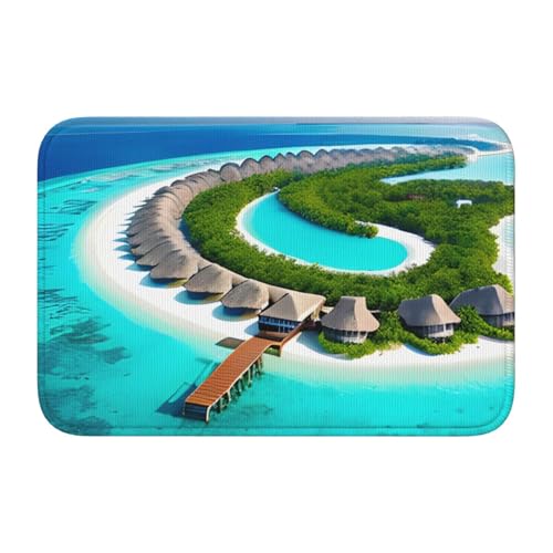 YYHWHJDE Malediven Landschaftsbild, Kristall-Samt, Bodenmatte, Schlafzimmer-Teppich, Salon, Schlafsaal, Heimdekoration von YYHWHJDE