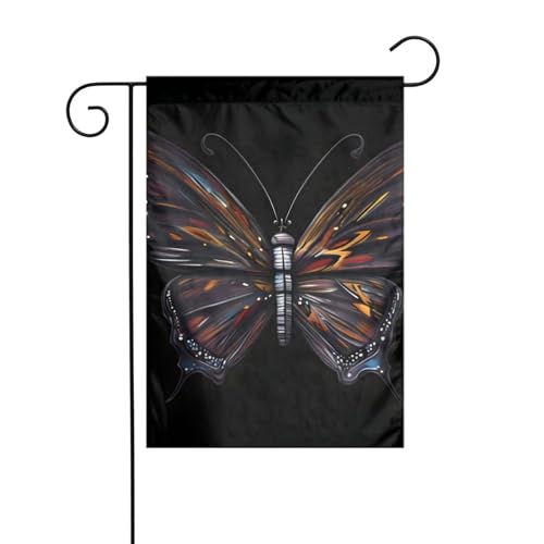 YYHWHJDE Mystery Butterfly Muster Garten Fahnenmast Outdoor Hof Dekoration Mode 30,5 x 45,7 cm von YYHWHJDE