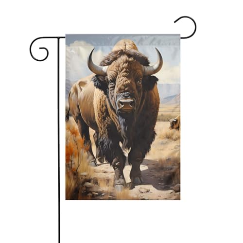 YYHWHJDE Nordamerikanische Bisonherde Muster Garten Fahnenmast Outdoor Hof Dekoration Mode 30,5 x 45,7 cm von YYHWHJDE