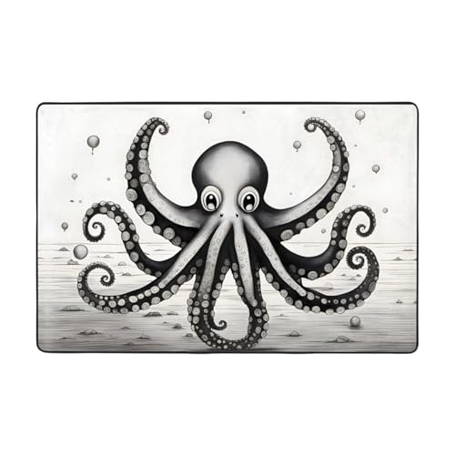 YYHWHJDE Octopus Tentakel-Drucke, Flanell, weiche Bodenmatte, 183 x 122 cm: feiner Samt, rutschfest, langlebig, verschleißfest von YYHWHJDE
