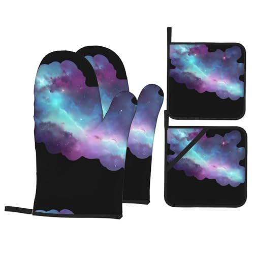 YYHWHJDE Ofenhandschuhe und Topflappen, Motiv: Nebula Drifting, 4 Stück, dick und langlebig, verbrühungssicher und wärmeisolierend von YYHWHJDE