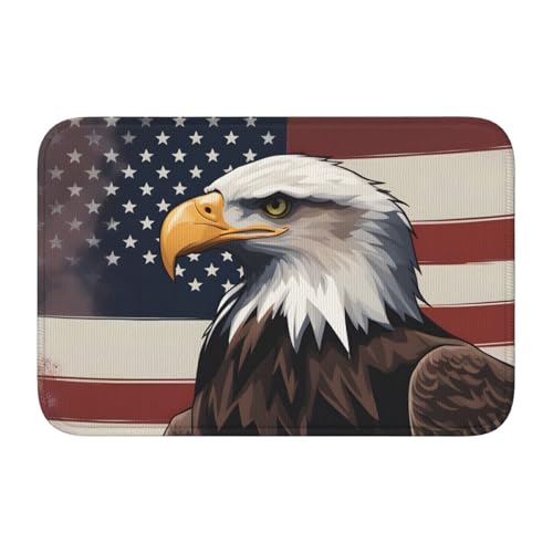 YYHWHJDE Patriotischer Weißkopfseeadler mit amerikanischer Flagge, rutschfeste und verdickte Bodenmatte, geeignet für Badezimmer, Schlafzimmer, waschbare Teppich-Fußmatten, 40,6 x 61 cm YYHWHJDE Patriotischer Weißkopfseeadler mit amerikanischer Flagge, rutschfeste und verdickte Bodenmatte, geeignet für Badezimmer, Schlafzimmer, waschbare Teppich-Fußmatten, 40,6 x 61 cm von YYHWHJDE