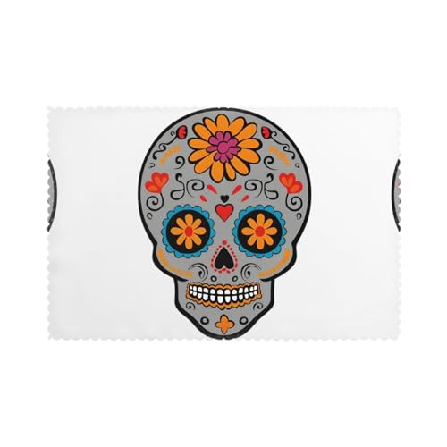 YYHWHJDE Platzsets mit Blumen-Skelettbild, für Esstisch, 30,5 x 45,7 cm, hitzebeständig, für Hotels, Häuser und Bankette, 6 Stück von YYHWHJDE