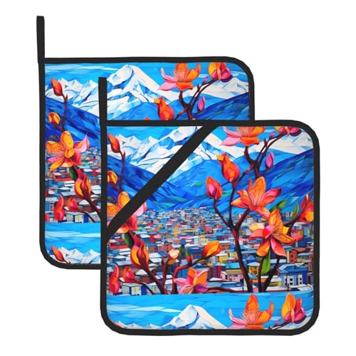 YYHWHJDE Quadratische isolierte Topfmatte mit Blumen auf dem Weg eines Fremden, 2-teilig, dick, langlebig, für Wärmeisolierung für Mikrowelle, Backofen und Grillen im Freien YYHWHJDE Quadratische isolierte Topfmatte mit Blumen auf dem Weg eines Fremden, 2-teilig, dick, langlebig, für Wärmeisolierung für Mikrowelle, Backofen und Grillen im Freien von YYHWHJDE