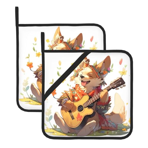 YYHWHJDE Quadratische isolierte Topfmatte mit Gitarrenwelpe in den Blütenblättern, 2-teiliges Set für Wärmedämmung beim Entfernen des Deckels, Mikrowelle, Backofen und Grillen im Freien YYHWHJDE Quadratische isolierte Topfmatte mit Gitarrenwelpe in den Blütenblättern, 2-teiliges Set für Wärmedämmung beim Entfernen des Deckels, Mikrowelle, Backofen und Grillen im Freien von YYHWHJDE