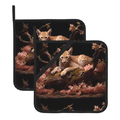 YYHWHJDE Quadratische isolierte Topfmatte mit Leopardenkatze im toten Baum, 2-teilig, dick, langlebig, Wärmeisolierung für Mikrowelle, Backofen und Grillen im Freien YYHWHJDE Quadratische isolierte Topfmatte mit Leopardenkatze im toten Baum, 2-teilig, dick, langlebig, Wärmeisolierung für Mikrowelle, Backofen und Grillen im Freien von YYHWHJDE