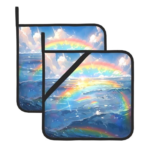 YYHWHJDE Quadratische isolierte Topfmatte mit Regenbogenmuster für Wärmeisolierung beim Entfernen des Deckels, Mikrowelle, Backofen und Grillen im Freien YYHWHJDE Quadratische isolierte Topfmatte mit Regenbogenmuster für Wärmeisolierung beim Entfernen des Deckels, Mikrowelle, Backofen und Grillen im Freien von YYHWHJDE