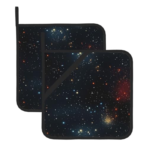 YYHWHJDE Quadratische isolierte Topfmatte mit Sternhaufen und Galaxien, 2-teiliges Set für Wärmedämmung beim Entfernen des Deckels, Mikrowelle, Backofen und Grillen im Freien von YYHWHJDE