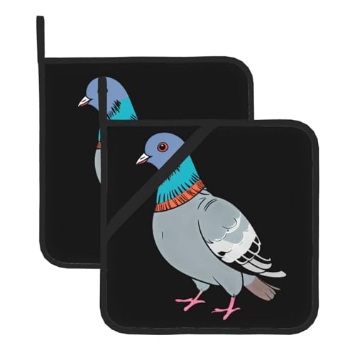 YYHWHJDE Quadratische isolierte Topfmatte mit Taubenmotiv, 2-teiliges Set zur Wärmeisolierung beim Entfernen des Deckels, Mikrowelle, Backofen und Grillen im Freien von YYHWHJDE