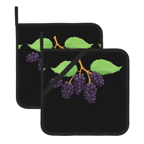 YYHWHJDE Quadratische isolierte Topfmatte mit süß-saurem Maulbeeren-Muster, 2-teiliges Set für Wärmeisolierung beim Entfernen des Deckels, Mikrowelle, Backofen und Grillen im Freien von YYHWHJDE