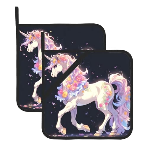 YYHWHJDE Quadratisches, isoliertes Topfuntersetzer-Set mit Einhornmotiv auf das Blumenmuster, 2-teiliges Set zur Wärmeisolierung beim Entfernen des Deckels, Mikrowelle, Backofen und Grillen im Freien YYHWHJDE Quadratisches, isoliertes Topfuntersetzer-Set mit Einhornmotiv auf das Blumenmuster, 2-teiliges Set zur Wärmeisolierung beim Entfernen des Deckels, Mikrowelle, Backofen und Grillen im Freien von YYHWHJDE