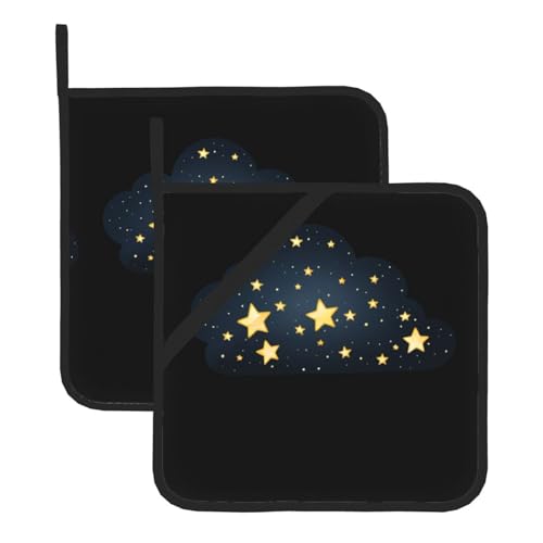 YYHWHJDE Quadratisches isoliertes Topfuntersetzer-Set mit hellstem Stern am Nachthimmel, 2-teiliges Set zur Wärmeisolierung beim Entfernen des Deckels, Mikrowelle, Backofen und Grillen im Freien von YYHWHJDE