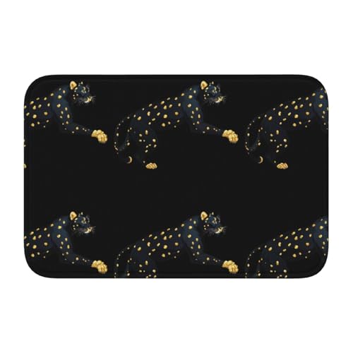YYHWHJDE Rutschfeste, verdickte Bodenmatte, glänzendes schwarzes Leopardenmuster, rutschfest, leicht zu reinigen, langlebig, lichtbeständig, perfekt für WC, Badezimmer, 60 x 40 cm von YYHWHJDE