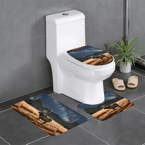YYHWHJDE Rutschfeste Bodenmatte, Motiv: Elch auf der Wiese, dreiteilig, Badezimmerteppich, rutschfest, langlebig YYHWHJDE Rutschfeste Bodenmatte, Motiv: Elch auf der Wiese, dreiteilig, Badezimmerteppich, rutschfest, langlebig von YYHWHJDE