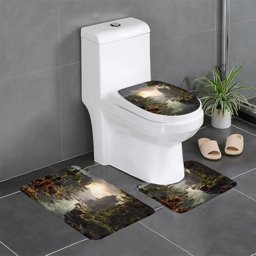 YYHWHJDE Rutschfeste Bodenmatte mit Bergen und Flüssen, dreiteiliges Set, Badezimmerteppich, rutschfest, langlebig YYHWHJDE Rutschfeste Bodenmatte mit Bergen und Flüssen, dreiteiliges Set, Badezimmerteppich, rutschfest, langlebig von YYHWHJDE