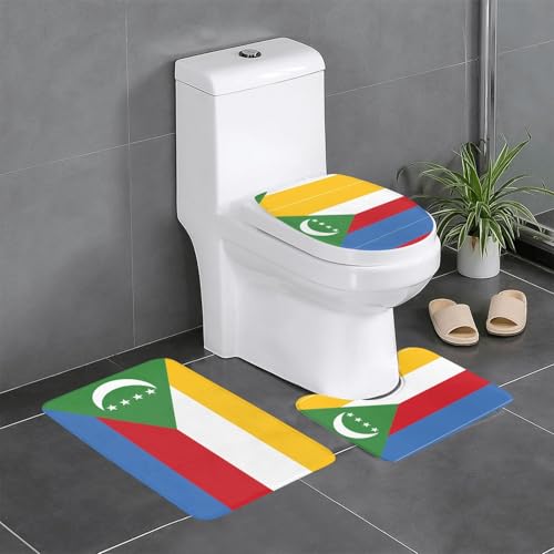 YYHWHJDE Rutschfeste Bodenmatte mit Flagge der Komoren, dreiteiliges Set, Badezimmerteppich, rutschfest, langlebig YYHWHJDE Rutschfeste Bodenmatte mit Flagge der Komoren, dreiteiliges Set, Badezimmerteppich, rutschfest, langlebig von YYHWHJDE
