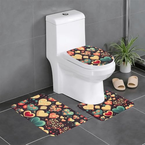 YYHWHJDE Rutschfeste Bodenmatte mit Herz-Blumenmuster, dreiteiliges Set, Badezimmerteppich, rutschfest, langlebig YYHWHJDE Rutschfeste Bodenmatte mit Herz-Blumenmuster, dreiteiliges Set, Badezimmerteppich, rutschfest, langlebig von YYHWHJDE