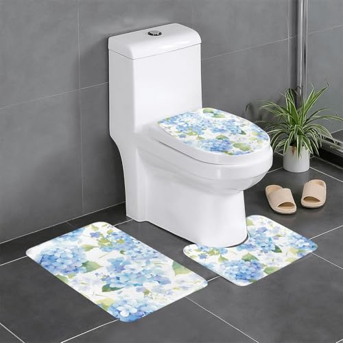 YYHWHJDE Rutschfeste Bodenmatte mit Hortensien-Aquarell-Muster, dreiteiliges Set, Badezimmerteppich, rutschfest, langlebig YYHWHJDE Rutschfeste Bodenmatte mit Hortensien-Aquarell-Muster, dreiteiliges Set, Badezimmerteppich, rutschfest, langlebig von YYHWHJDE