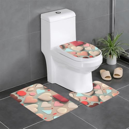 YYHWHJDE Rutschfeste Bodenmatte mit Liebesmuster, dreiteiliges Set, Badezimmerteppich, rutschfest, langlebig YYHWHJDE Rutschfeste Bodenmatte mit Liebesmuster, dreiteiliges Set, Badezimmerteppich, rutschfest, langlebig von YYHWHJDE
