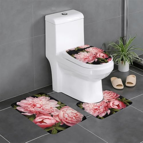 YYHWHJDE Rutschfeste Bodenmatte mit Pfingstrosen-Blumenmuster, dreiteiliges Set, Badezimmerteppich, rutschfest, langlebig YYHWHJDE Rutschfeste Bodenmatte mit Pfingstrosen-Blumenmuster, dreiteiliges Set, Badezimmerteppich, rutschfest, langlebig von YYHWHJDE