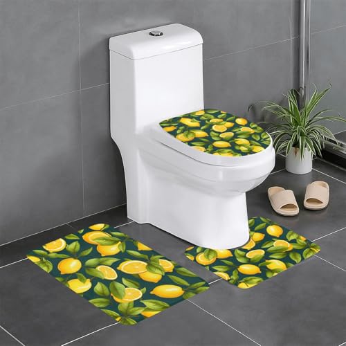 YYHWHJDE Rutschfeste Bodenmatte mit Zitronenfrucht-Muster, dreiteiliges Set, Badezimmerteppich, rutschfest, langlebig YYHWHJDE Rutschfeste Bodenmatte mit Zitronenfrucht-Muster, dreiteiliges Set, Badezimmerteppich, rutschfest, langlebig von YYHWHJDE
