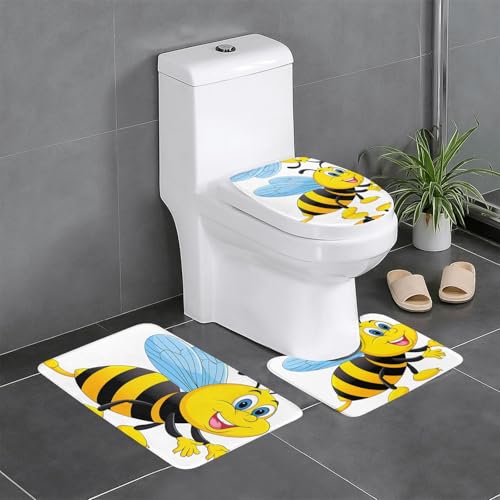 YYHWHJDE Rutschfeste Bodenmatte mit fliegender Wespe, dreiteiliges Set, Badezimmerteppich, rutschfest, langlebig YYHWHJDE Rutschfeste Bodenmatte mit fliegender Wespe, dreiteiliges Set, Badezimmerteppich, rutschfest, langlebig von YYHWHJDE