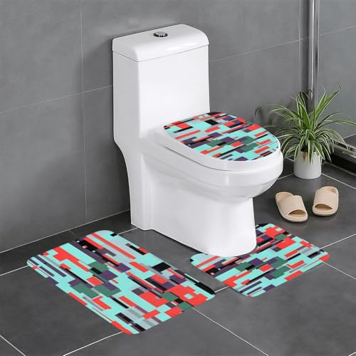YYHWHJDE Rutschfeste Bodenmatte mit gestreiftem Kombinationsmuster, dreiteiliges Set, Badezimmerteppich, rutschfest, langlebig YYHWHJDE Rutschfeste Bodenmatte mit gestreiftem Kombinationsmuster, dreiteiliges Set, Badezimmerteppich, rutschfest, langlebig von YYHWHJDE