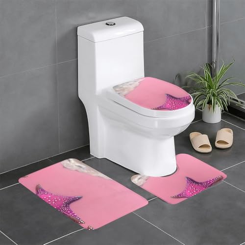 YYHWHJDE Rutschfeste Bodenmatte mit rosa Sandstrand-Muster, dreiteiliges Set, Badezimmerteppich, rutschfest, langlebig YYHWHJDE Rutschfeste Bodenmatte mit rosa Sandstrand-Muster, dreiteiliges Set, Badezimmerteppich, rutschfest, langlebig von YYHWHJDE
