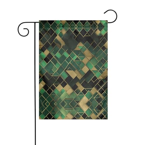 YYHWHJDE Schwarz und Grün kariert, 2 Drucke, Gartenflagge, Hofdekoration, 30,5 x 45,7 cm, dick, modisch von YYHWHJDE