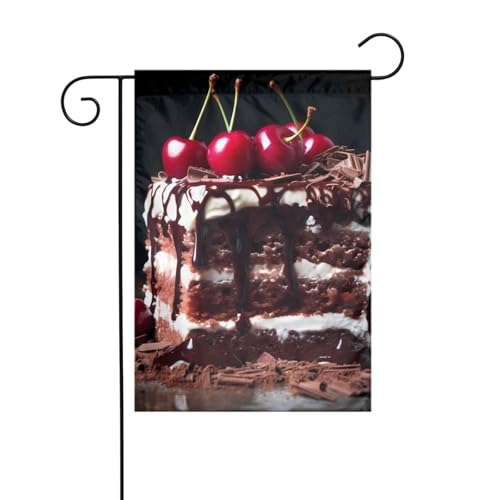 YYHWHJDE Schwarzwälder Kirschtorte Muster Garten Fahnenmast Outdoor Hof Dekoration Mode 30,5 x 45,7 cm von YYHWHJDE