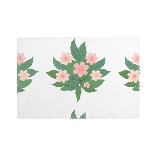 YYHWHJDE Sechs kleine rosa Blumendruck-Tischsets für den Esstisch, 6 Stück, dickes und stabiles Design für hervorragende Verschleißfestigkeit, gute Faltenbeständigkeit von YYHWHJDE