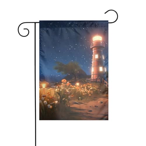 YYHWHJDE Seestern Leuchtturm Strand Drucke Garten Fahnenmast Outdoor Hof Dekoration Mode 30,5 x 45,7 cm von YYHWHJDE