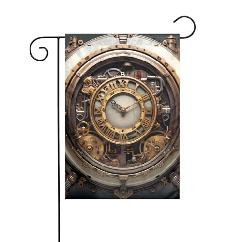 YYHWHJDE Steampunk-Uhrdrucke, Gartenflagge, Hofdekoration, 30,5 x 45,7 cm, dick von YYHWHJDE
