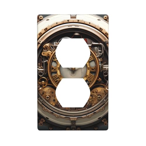 YYHWHJDE Steampunk-Wandplatte für Uhr, Bild, Doppelsteckdose, Steckdosenabdeckung, bruchfest und langlebig, 11,4 x 7 cm von YYHWHJDE