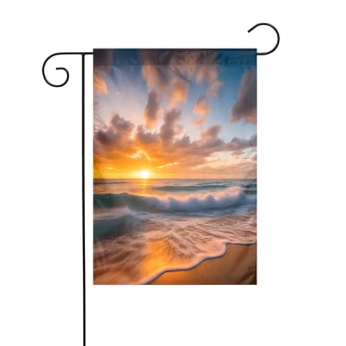 YYHWHJDE Strand Maui Hawaii Sonnenuntergang Meer Wellen Wolken Drucke Garten Fahnenmast Outdoor Hof Dekoration Mode 30,5 x 45,7 cm von YYHWHJDE