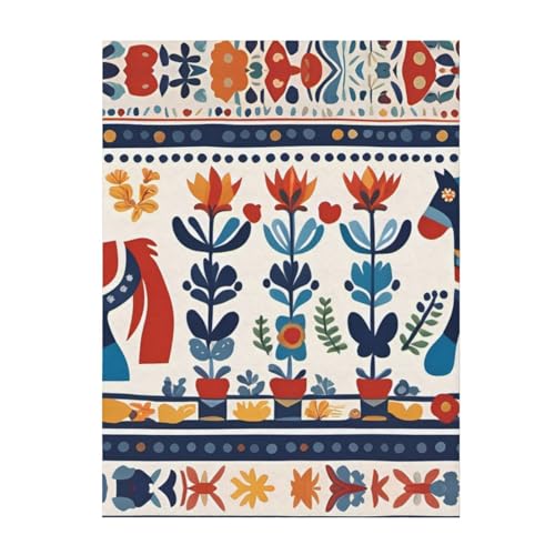 YYHWHJDE Superweiche Decke mit schwedischem Dala-Pferd, 203,2 x 152,4 cm, Überwurf, leicht, warm, langlebig, geeignet für Bett, Sofa von YYHWHJDE