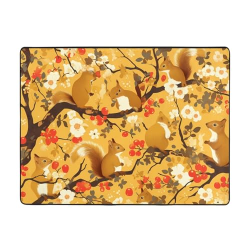 YYHWHJDE Teppich, Motiv: Eichhörnchen im Baum, 160 x 122 cm, weich im Griff, feiner Samt, verschleißfest von YYHWHJDE