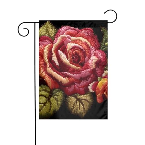 YYHWHJDE Ukrainischer Stickerei-Stil Rosenmuster Garten Fahnenmast Outdoor Hofdekoration Mode 30,5 x 45,7 cm YYHWHJDE Ukrainischer Stickerei-Stil Rosenmuster Garten Fahnenmast Outdoor Hofdekoration Mode 30,5 x 45,7 cm von YYHWHJDE