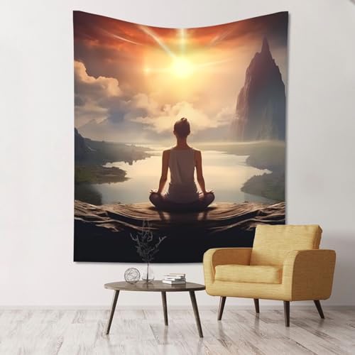 YYHWHJDE Yoga-Meditationsbild, langlebiger Wandteppich (vertikal), 152,4 x 129,5 cm, geeignet als Wandbehang, Schlafsaal, Dekoration von YYHWHJDE