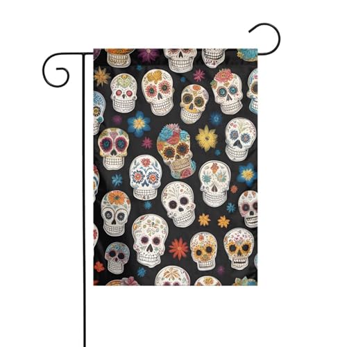 YYHWHJDE Zuckerschädel Muster Garten Fahnenmast Outdoor Hof Dekoration Mode 30,5 x 45,7 cm von YYHWHJDE