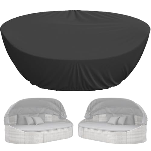 Sonneninsel Oval Abdeckung Wasserdicht, SchutzhüLle Sonneninsel Oval mit Kordelzug an der Unterseite und Verstellbare Schnalle, 420D Oxford- Schwarz (235*150*90*50cm,Schwarz) von YYJAILZQ