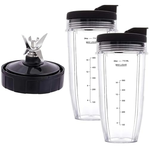 24-Unzen-Becher mit Deckel for Mitnehmen, 7-Lamellen-Extraktorklinge, kompatibel mit Nutri Ninja Auto IQ BN801 SS101 BL480-30 BL641 BL642-30 Mixer 24-Unzen-Becher mit Deckel for Mitnehmen, 7-Lamellen-Extraktorklinge, kompatibel mit Nutri Ninja Auto IQ BN801 SS101 BL480-30 BL641 BL642-30 Mixer von YYJOUPLM