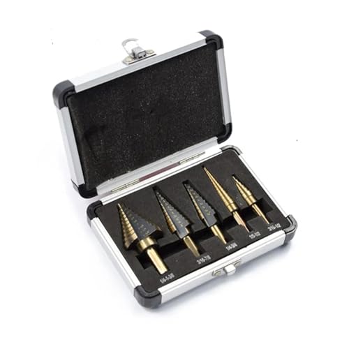 5 stücke HSS High Speed ​​Stahl Stufenbohrer Kobalt for Metall Holz Lochschneider Kern(Drill Bit and Punch) von YYJOUPLM