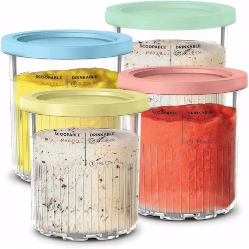 Behälterersatz, kompatibel mit Ninja Creami Deluxe Pints-Deckeln, Behälter-Becher-Set for cremiges Eis, kompatibel mit Familiengröße(4 Colors) von YYJOUPLM