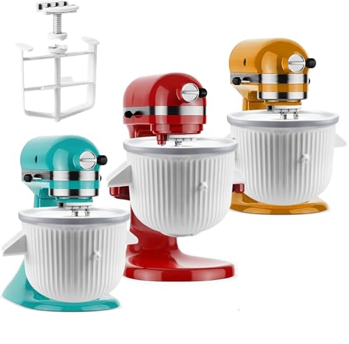 Eiscreme-Maschinen-Aufsatz, kompatibel mit KitchenAid Standmixer, Eiscreme-Schüssel kompatibel mit 4,5 Qt und größeren Standmixern, Eiscreme & von YYJOUPLM
