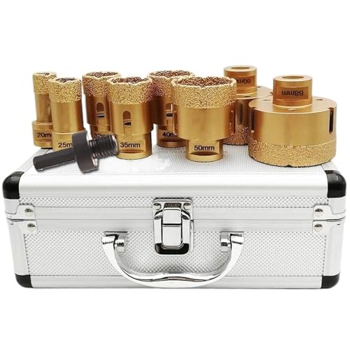 M14 Diamant-Kernbohrer-Set, 9-teilig, for Stein, Granit, Porzellan, Fliesen, Winkelschleifer(9PC-Aluminum box) von YYJOUPLM