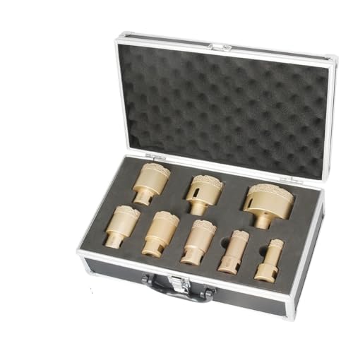 M14-Gewinde Diamant-Trockenvakuumgelötetes Bohrkernbohrer-Set Porzellan-Topfsäge Fliesen Marmor-Lochsäge-Werkzeug High-End-Koffer(8Pcs No Suitcase) von YYJOUPLM